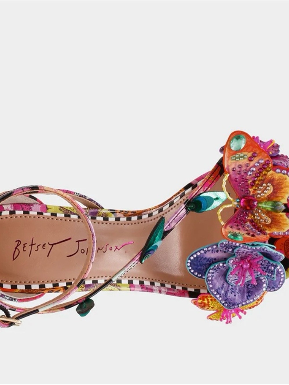 Betsey Johnson Multicolor Floral Embellished Ankle-Strap Heels - Picture 12 of 14